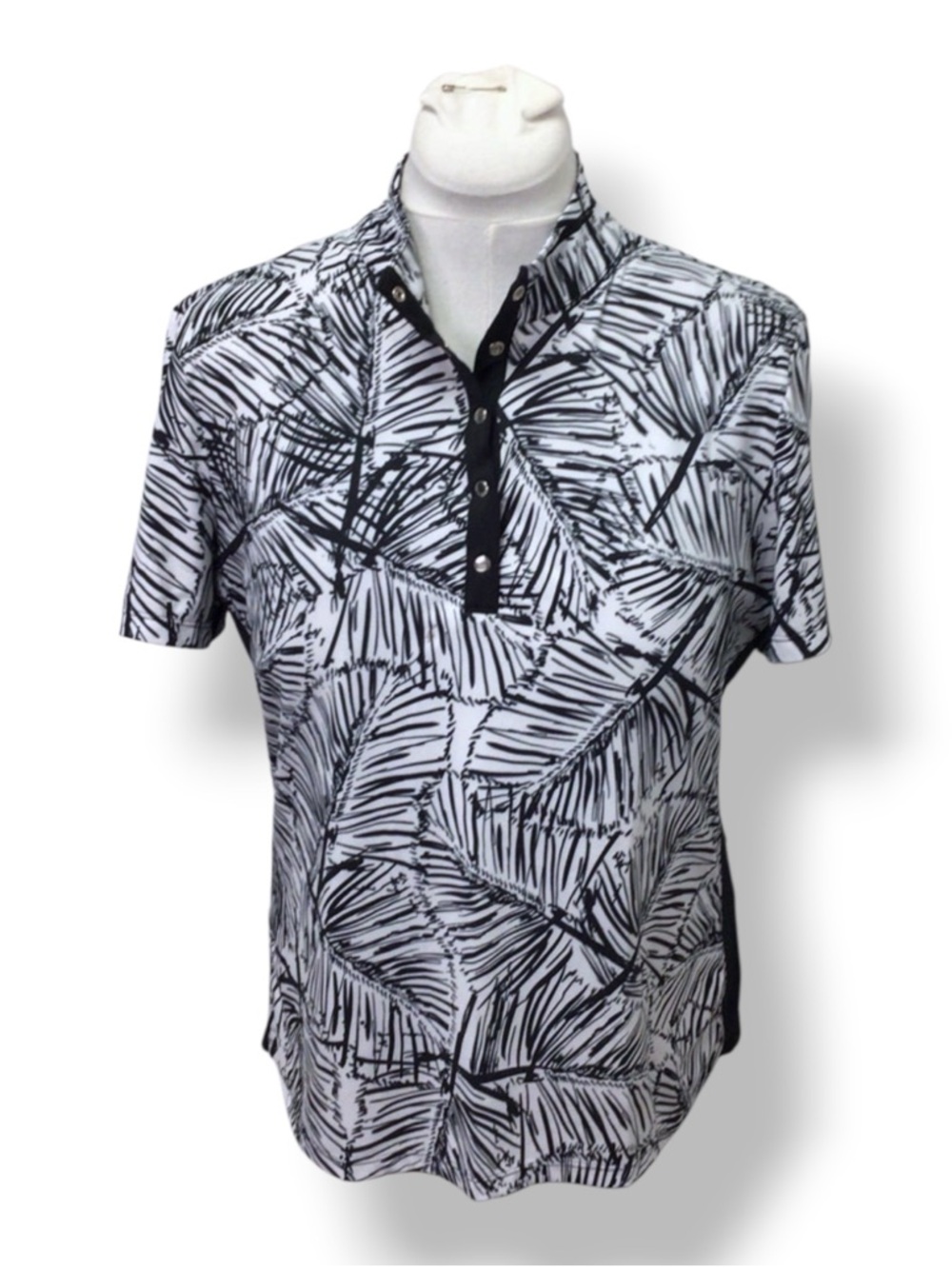 Coral Bay Golf Women’s Short Sleeve 1/4 Snap Performance Top Black/White PL